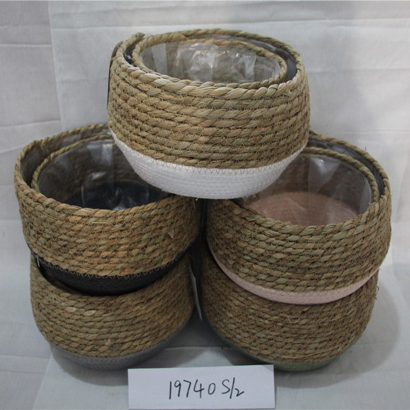 Velkoobchodní zakázkový domácí dekor bílý tkaný bavlněný koš na skladování lana